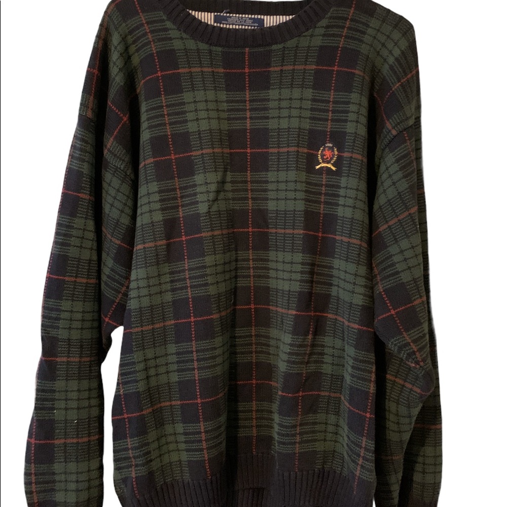 Tommy Hilfiger vintage 100% cotton plaid sweater Large